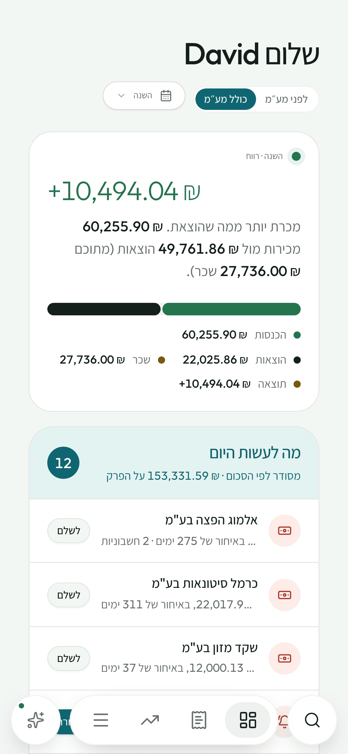 לוח הבקרה של Hechbonit בטלפון